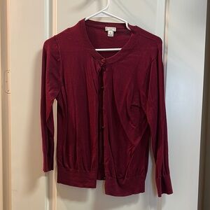 J. Crew Deep Red Women's Cardigan Sweater 3/4 Sleeve